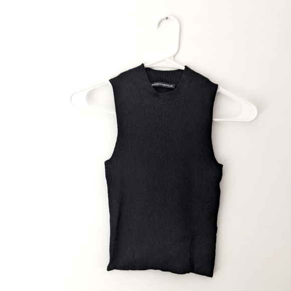 Brandy Melville Tops - Forever 21 black crop sweater tank top / fitted stretchy top
